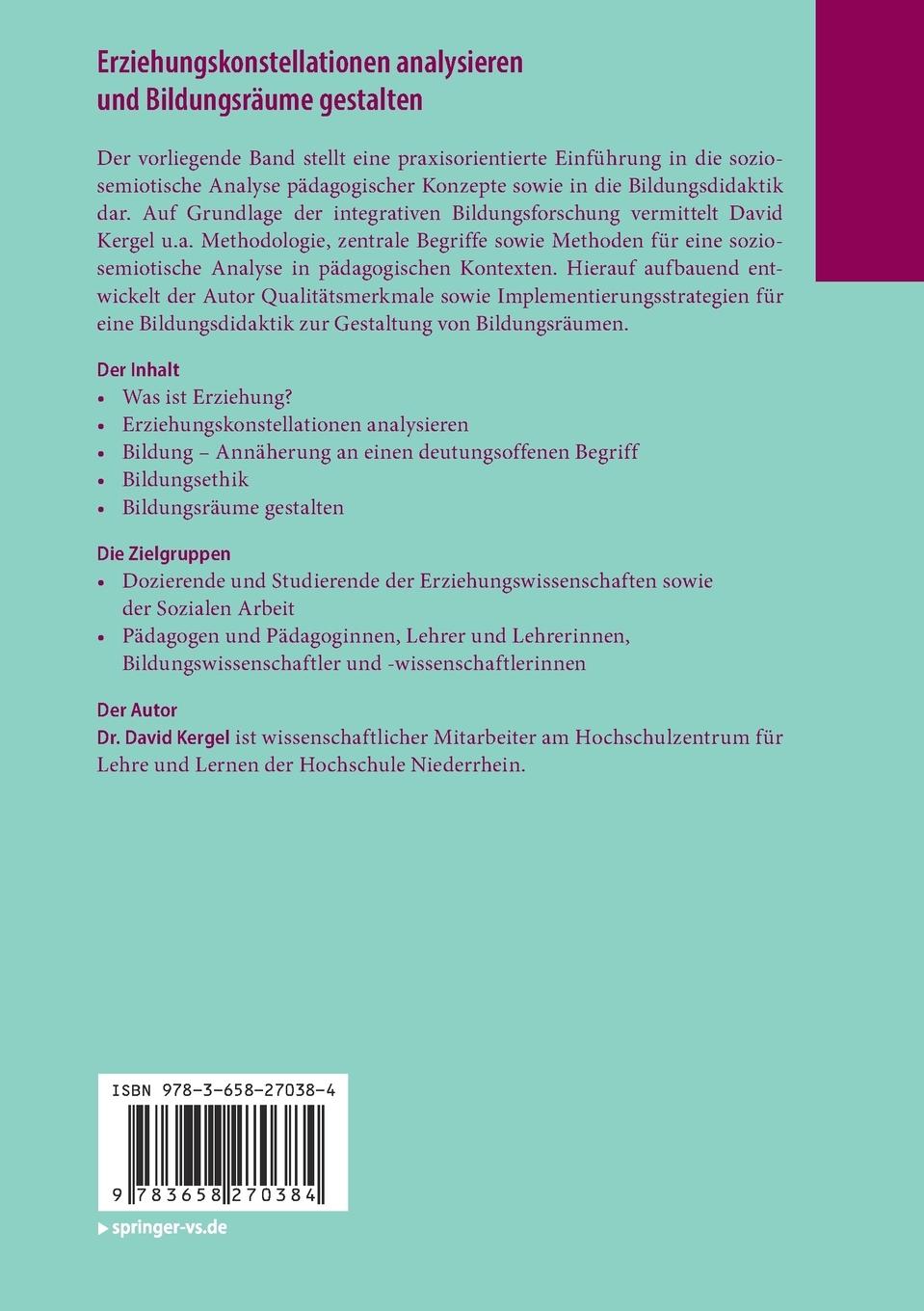 Rückseitencover Erziehungskonstellationen analysieren und Bildungsräume gestalten