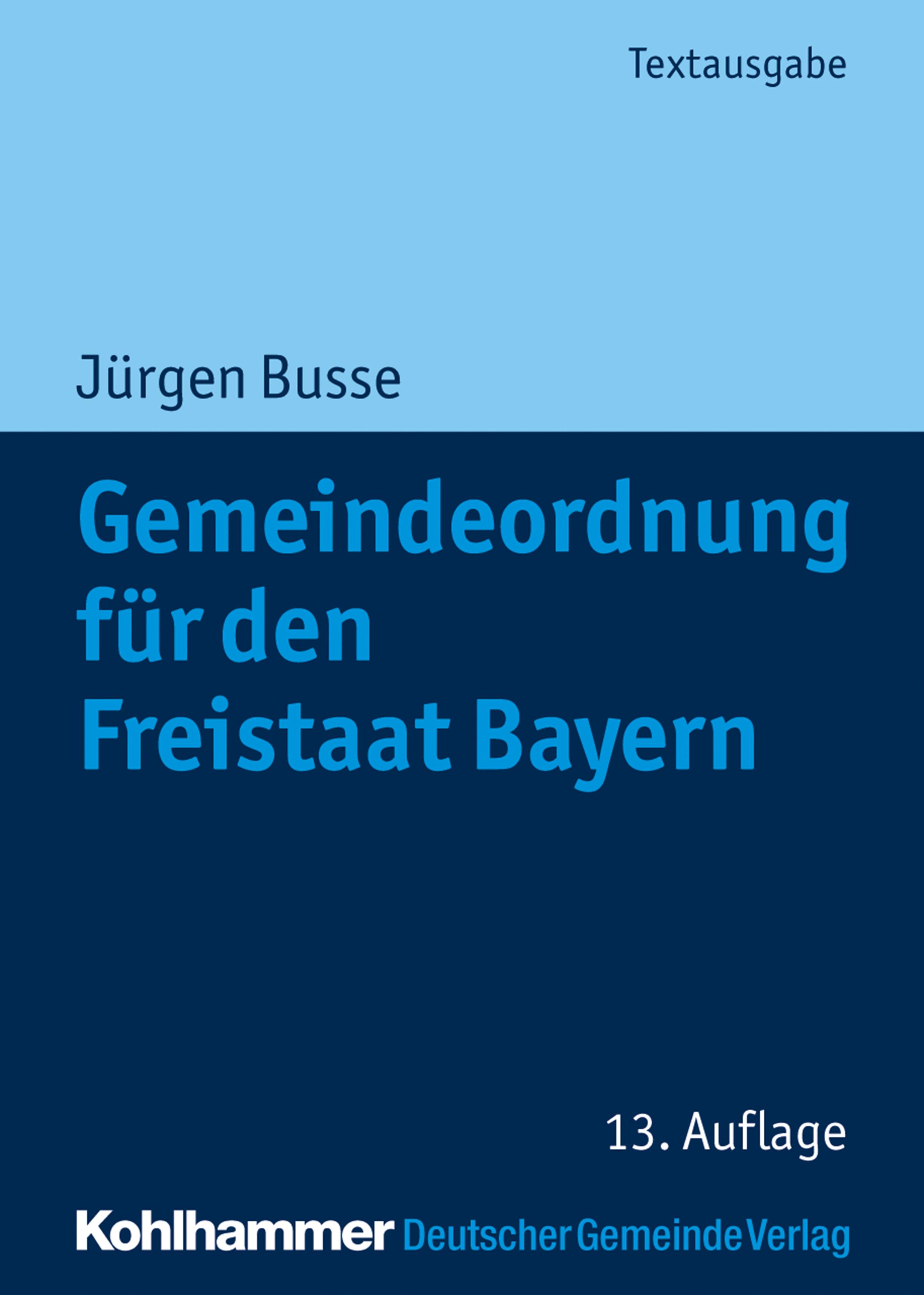 Vorderes Coverbild Gemeindeordnung für den Freistaat Bayern