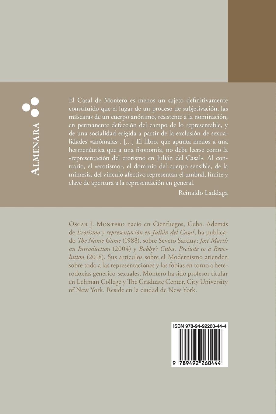 Rückseitencover Erotismo y representación en Julián del Casal