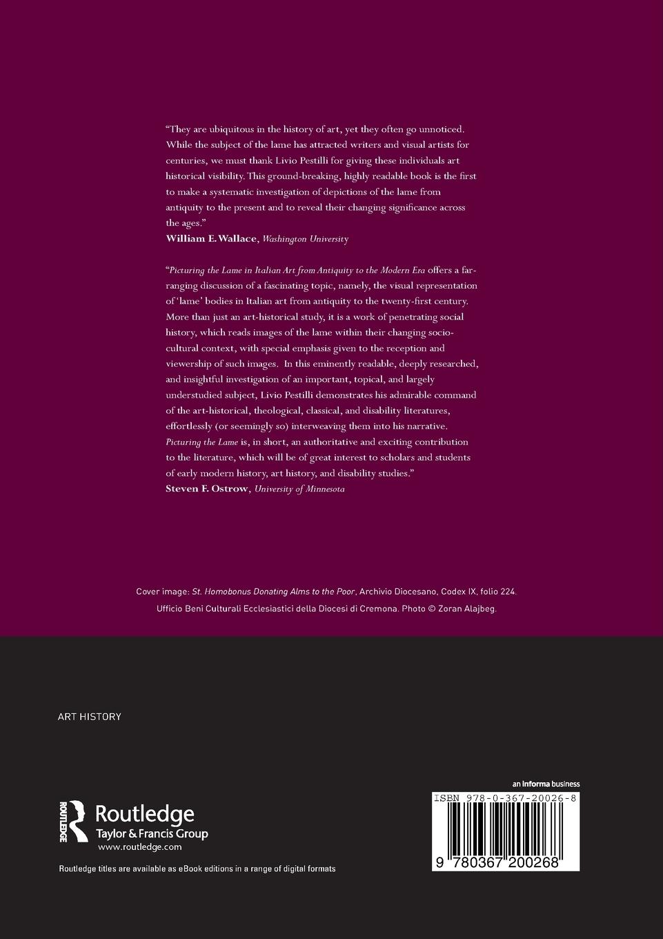 Rückseitencover Picturing the Lame in Italian Art from Antiquity to the Modern Era