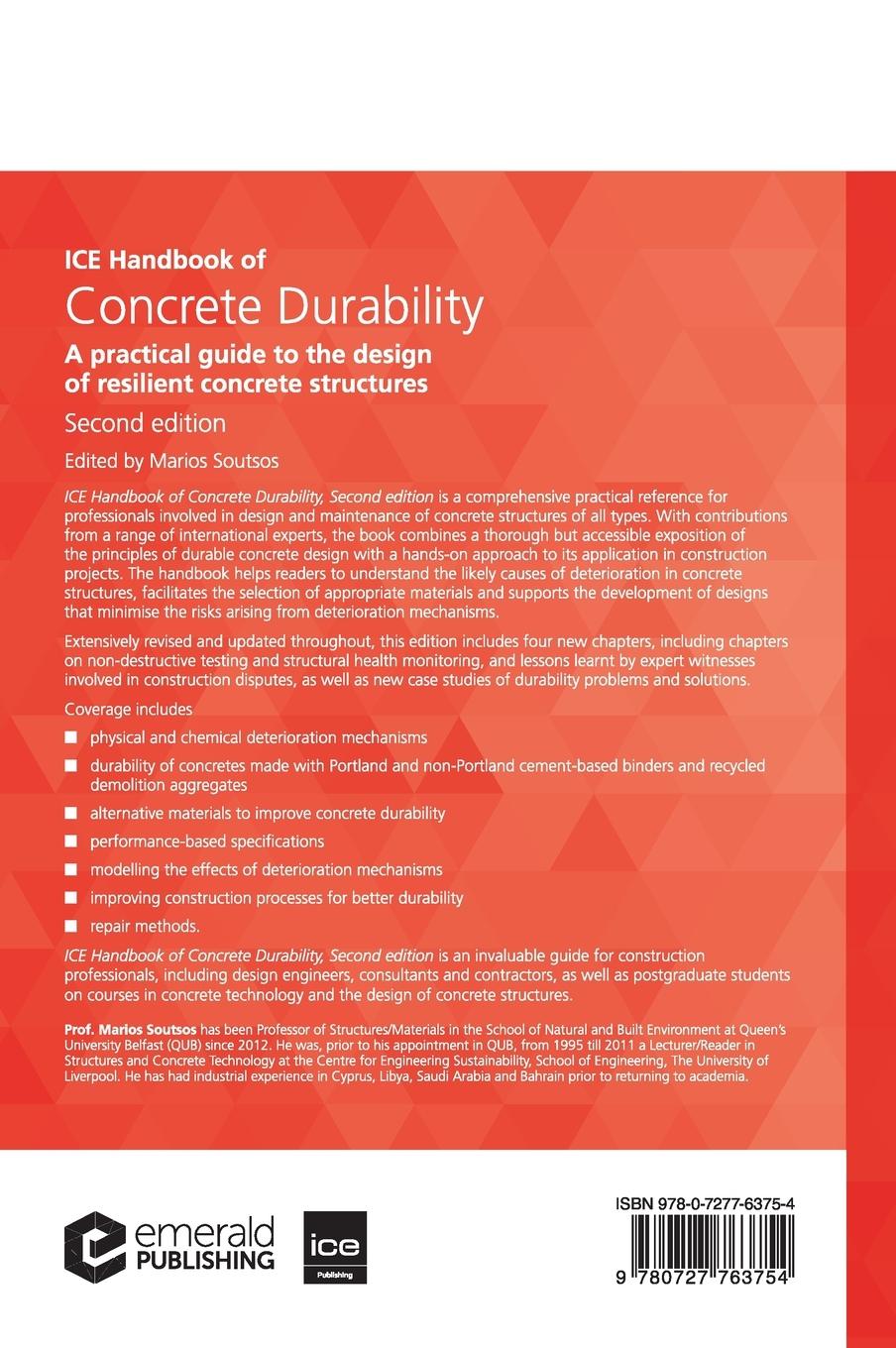 Rückseitencover ICE Handbook of Concrete Durability, Second edition
