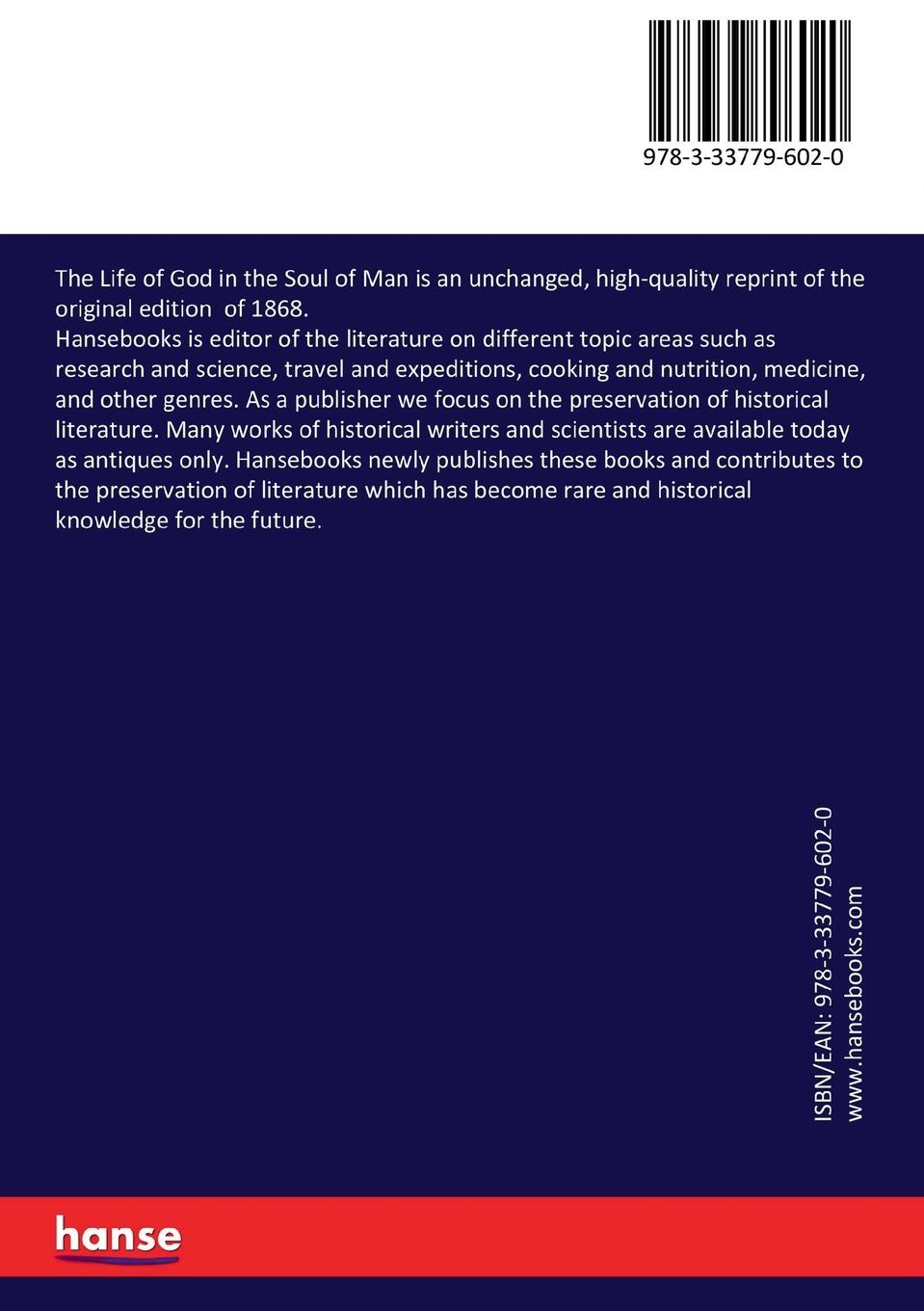Rückseitencover The Life of God in the Soul of Man
