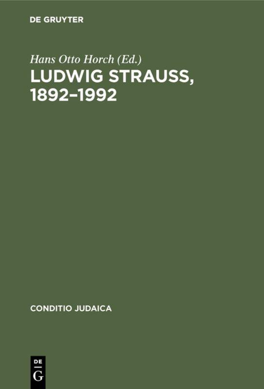 Vorderes Coverbild Ludwig Strauß, 1892-1992