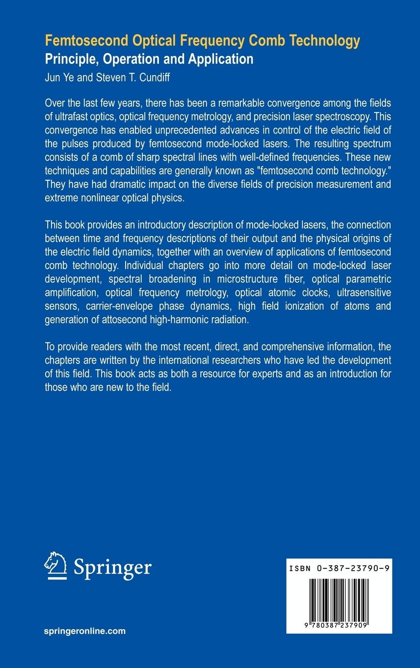Rückseitencover Femtosecond Optical Frequency Comb: Principle, Operation and Applications