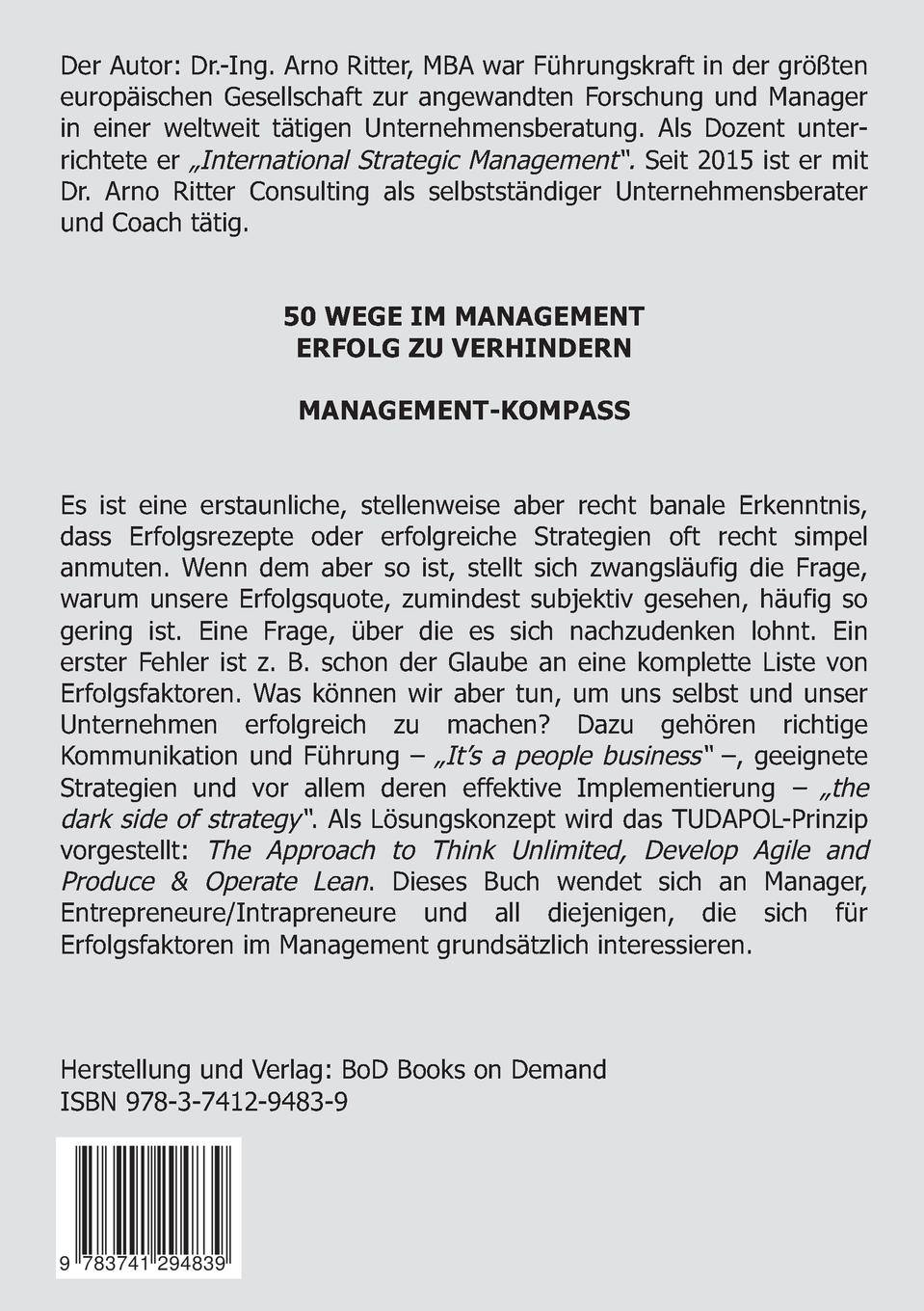 Rückseitencover 50 Wege im Management Erfolg zu verhindern