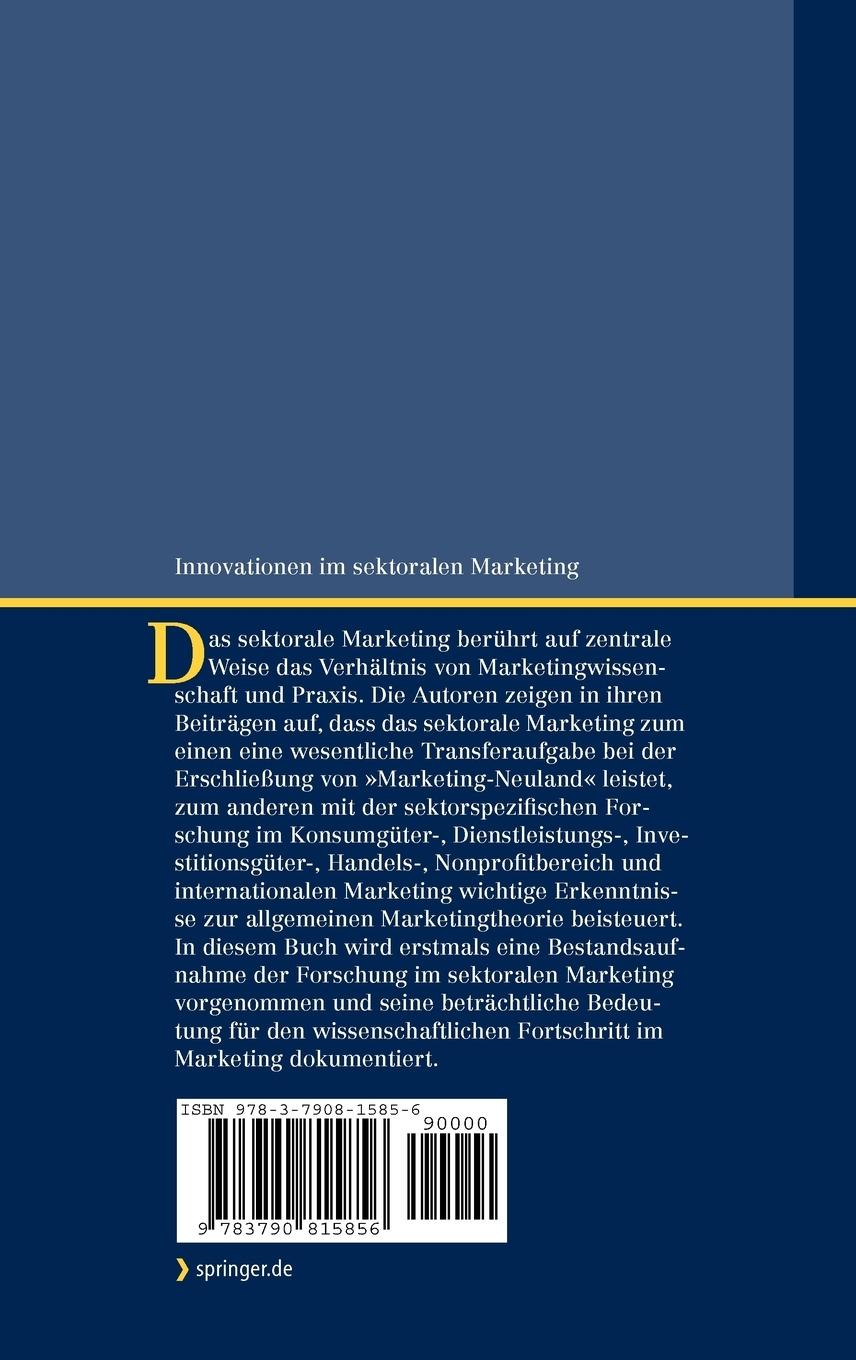 Rückseitencover Innovationen im sektoralen Marketing