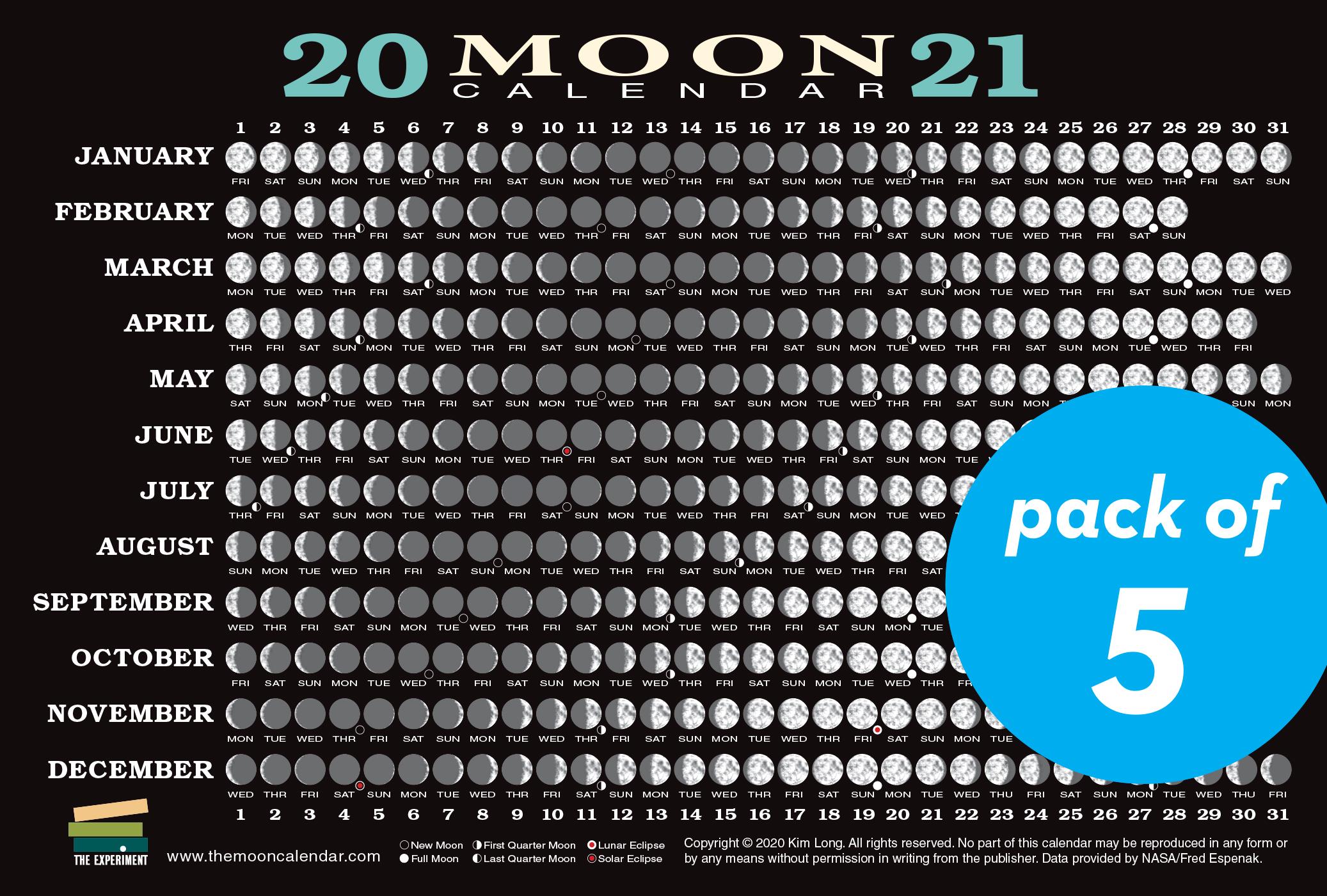 Vorderes Coverbild 2021 Moon Calendar Card (5 Pack)