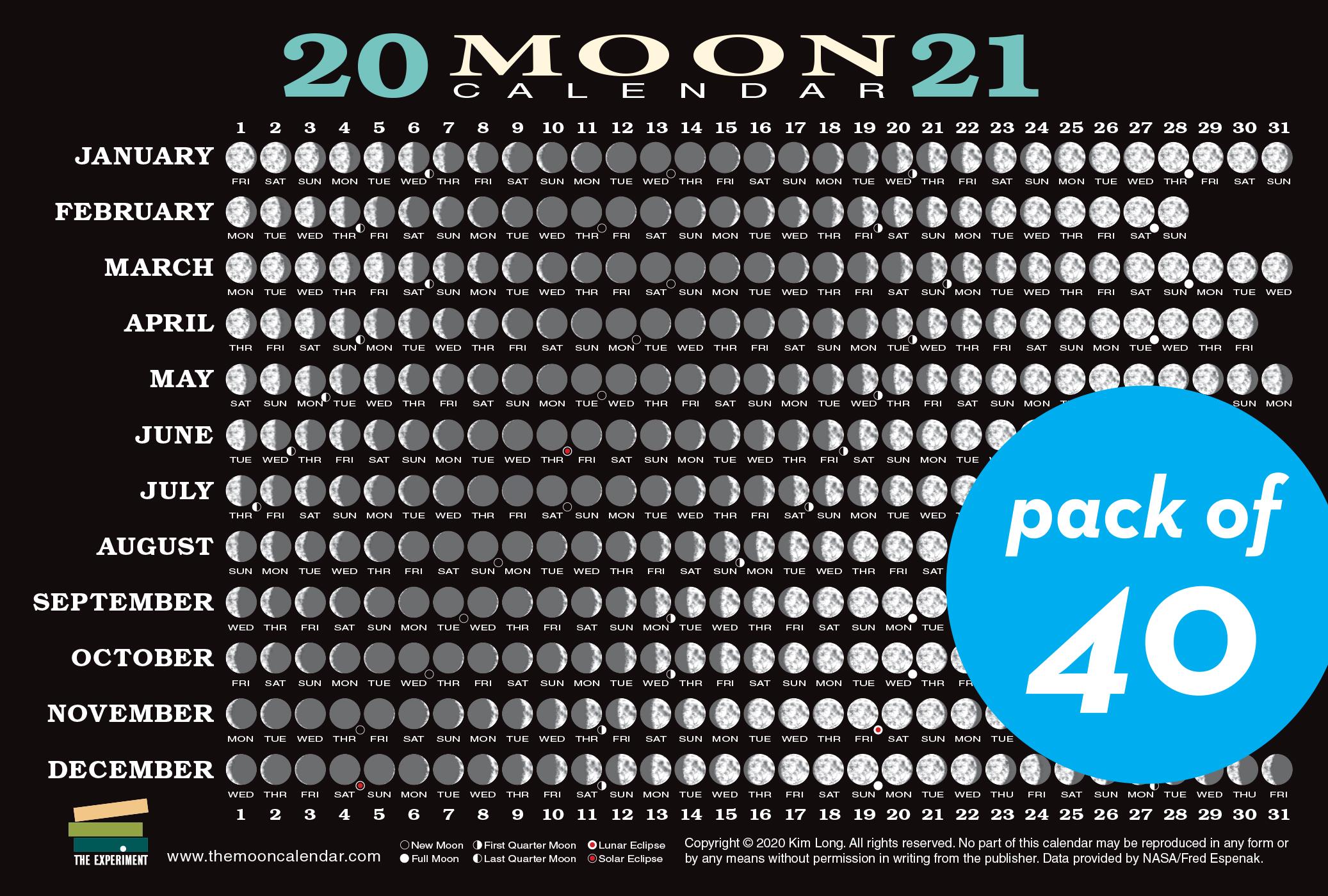 Vorderes Coverbild 2021 Moon Calendar Card (40 Pack)