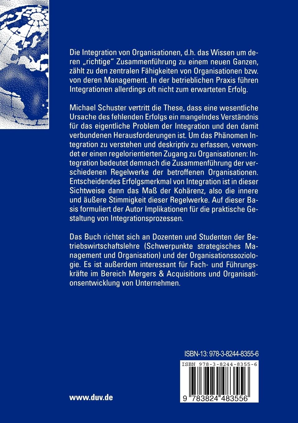 Rückseitencover Integration von Organisationen