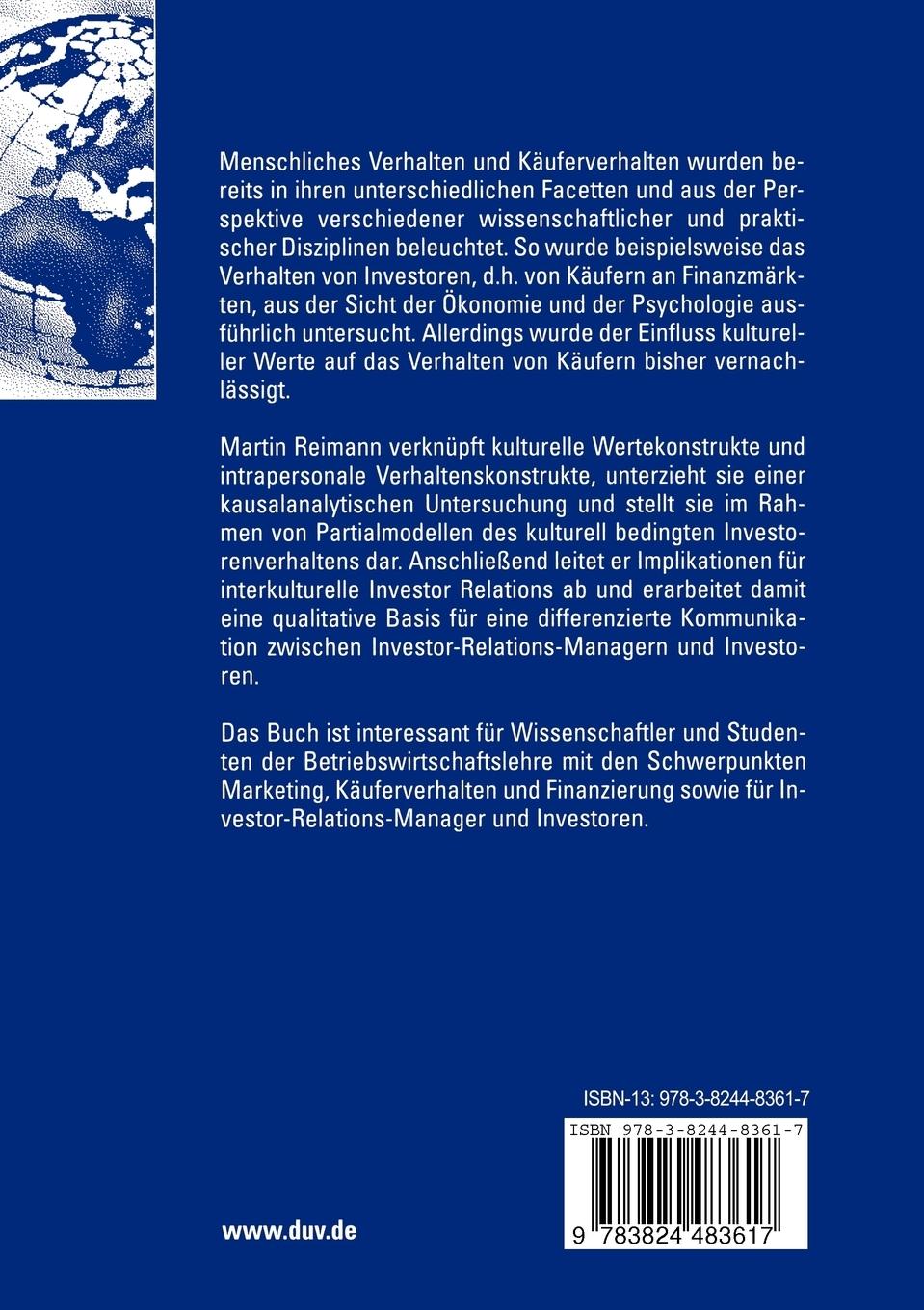 Rückseitencover Modellierung von Investorenverhalten