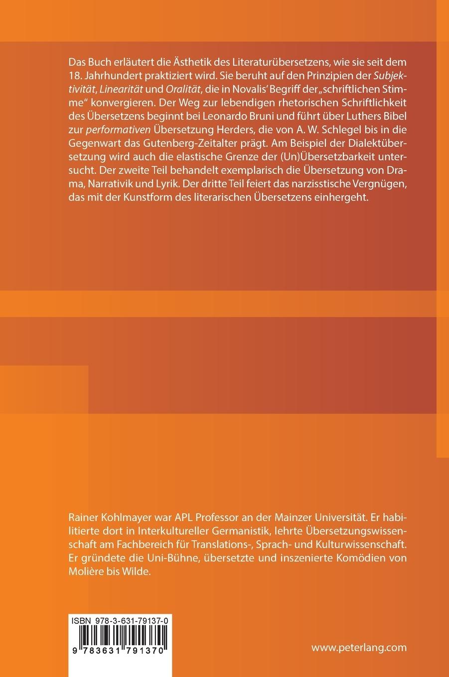 Rückseitencover Literaturübersetzen