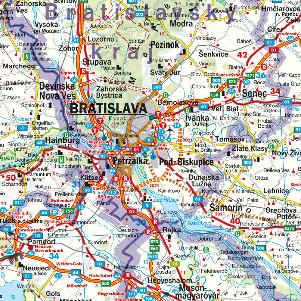 Beispielinhalt (Bild) Slowakische Republik 1 : 400 000. Autokarte