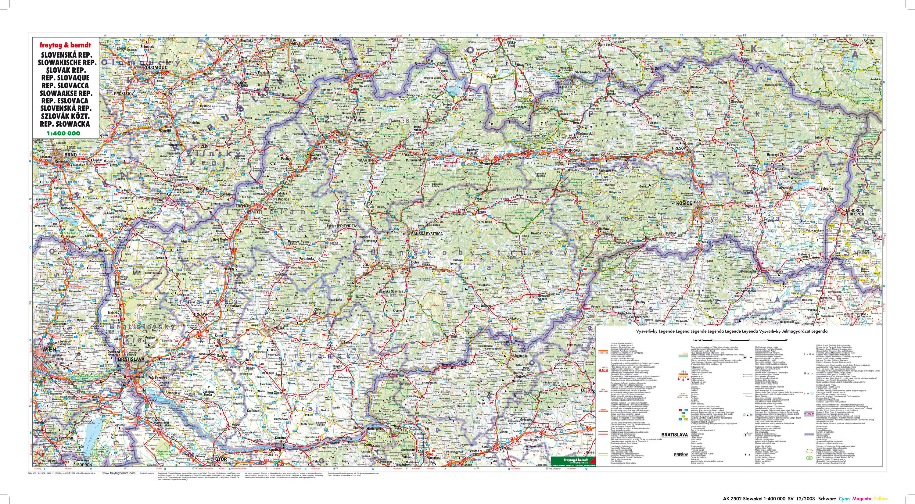Beispielinhalt (Bild) Slowakische Republik 1 : 400 000. Autokarte
