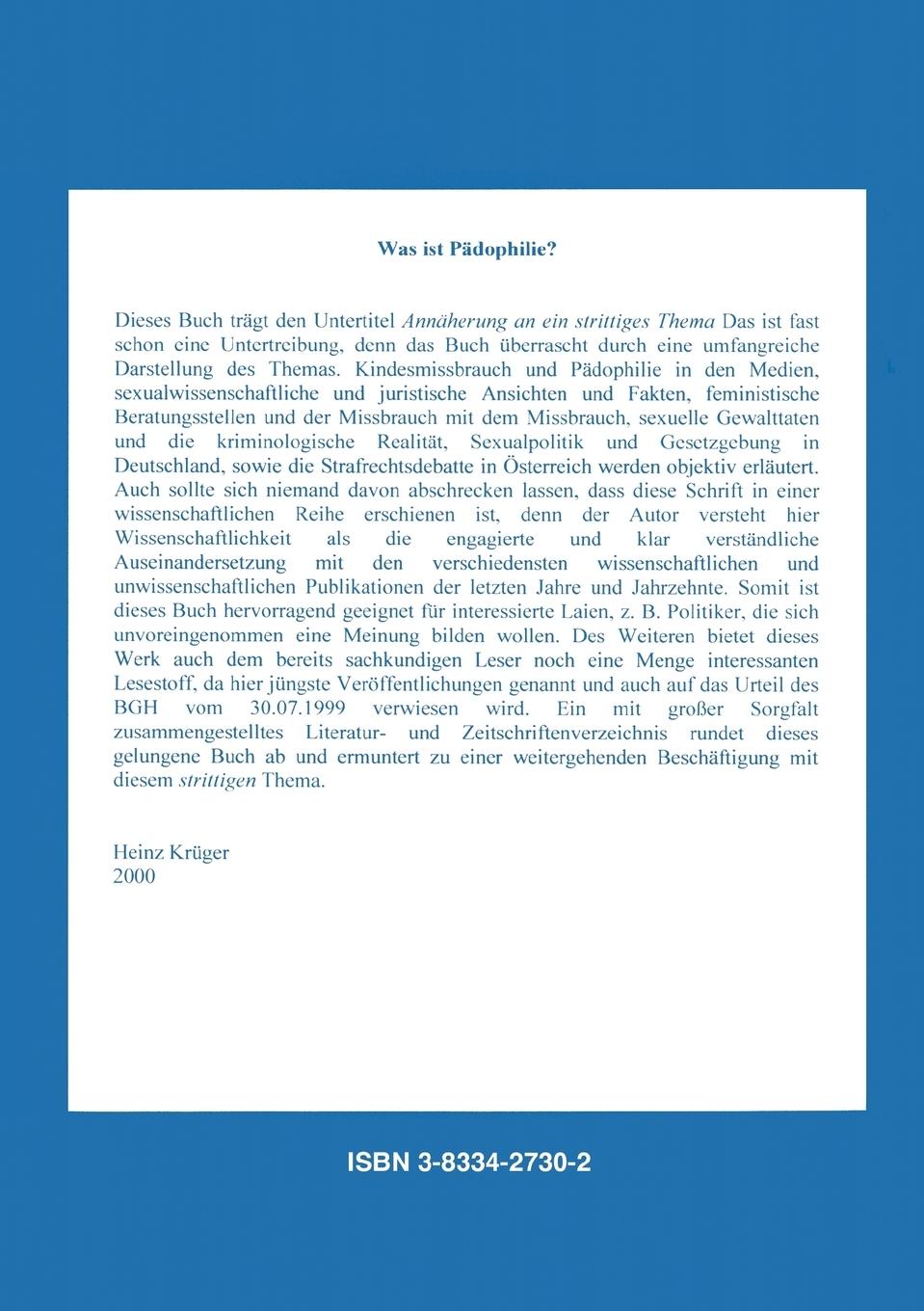 Rückseitencover Was ist Pädophilie?