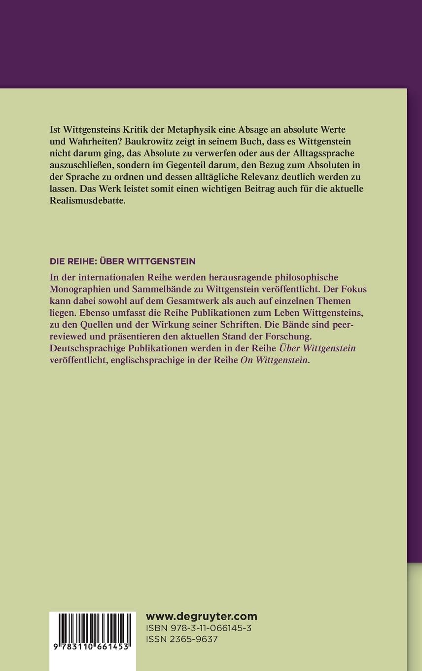 Rückseitencover Wittgenstein: Die ordnende Lesart