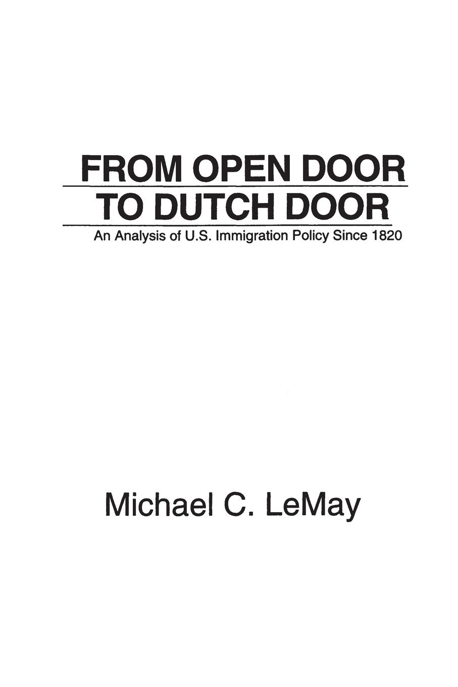Vorderes Coverbild From Open Door to Dutch Door