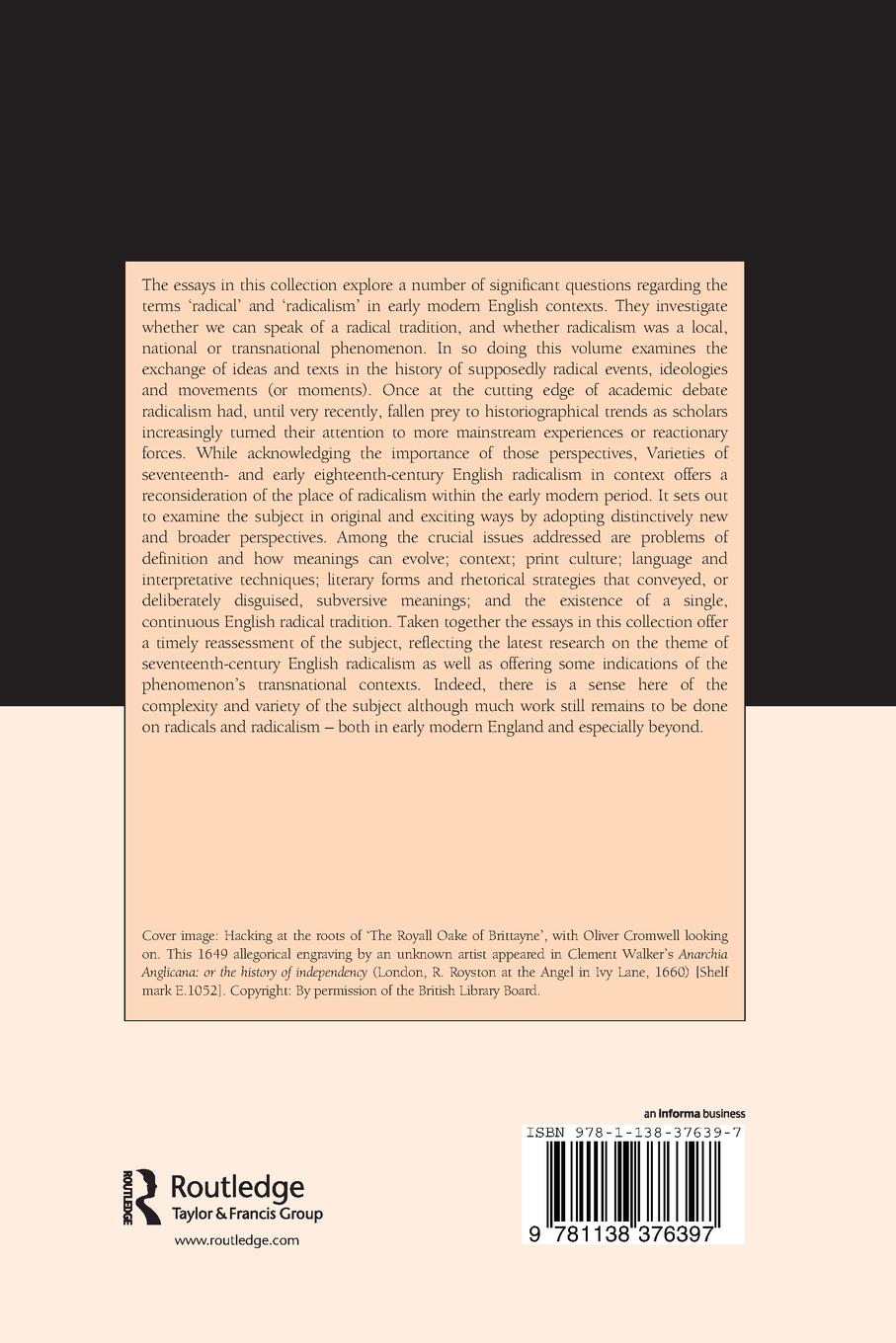 Rückseitencover Varieties of Seventeenth- and Early Eighteenth-Century English Radicalism in Context
