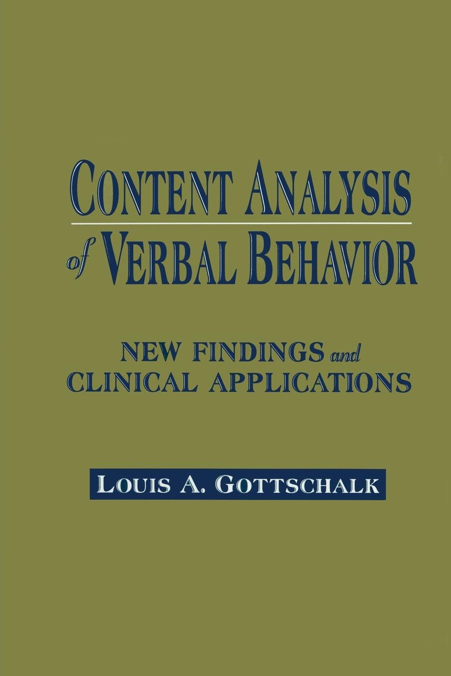 Vorderes Coverbild Content Analysis of Verbal Behavior
