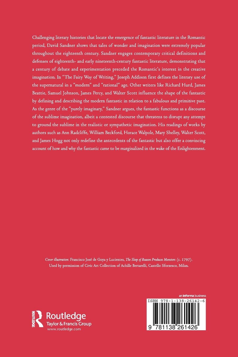 Rückseitencover Critical Discourses of the Fantastic, 1712-1831