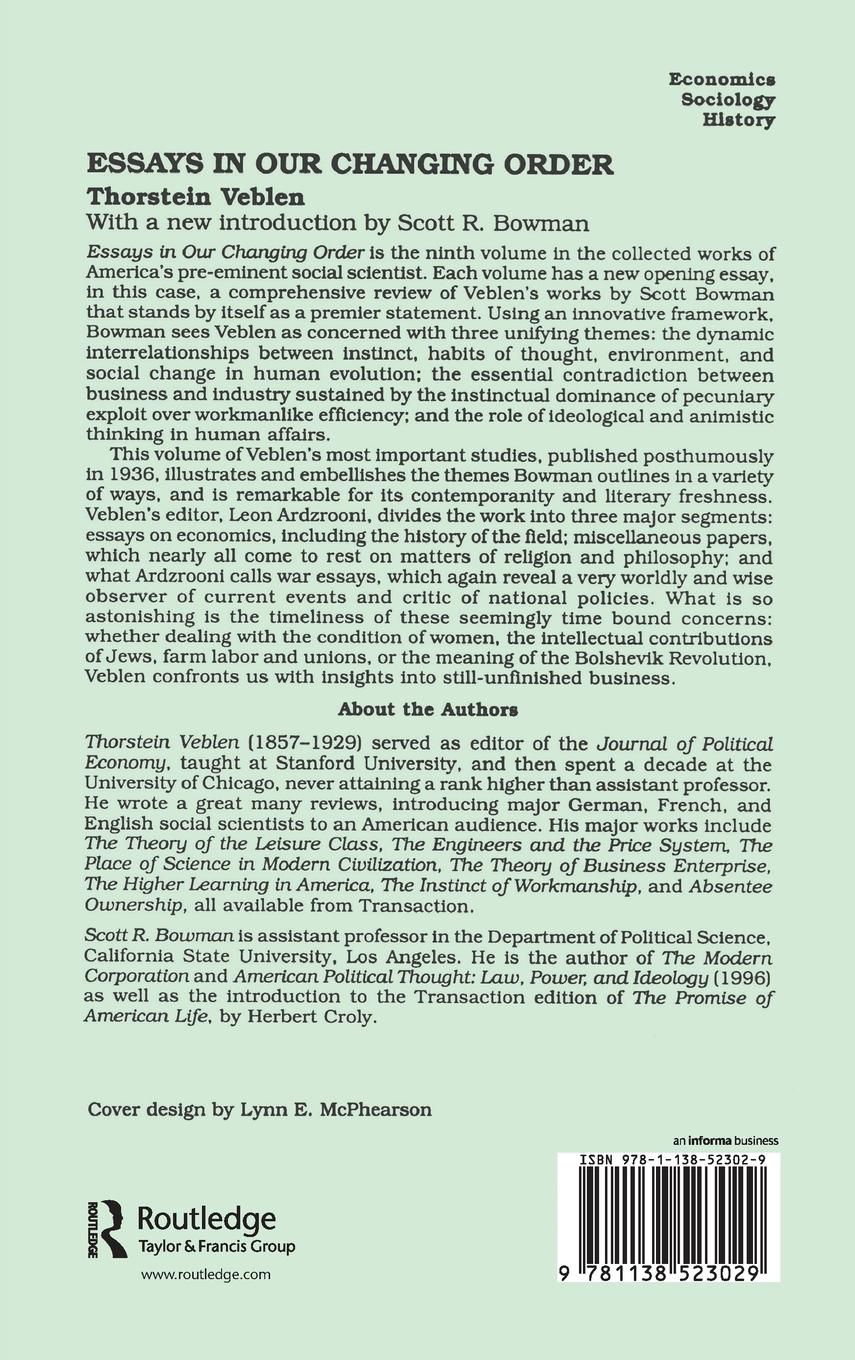 Rückseitencover Essays in Our Changing Order