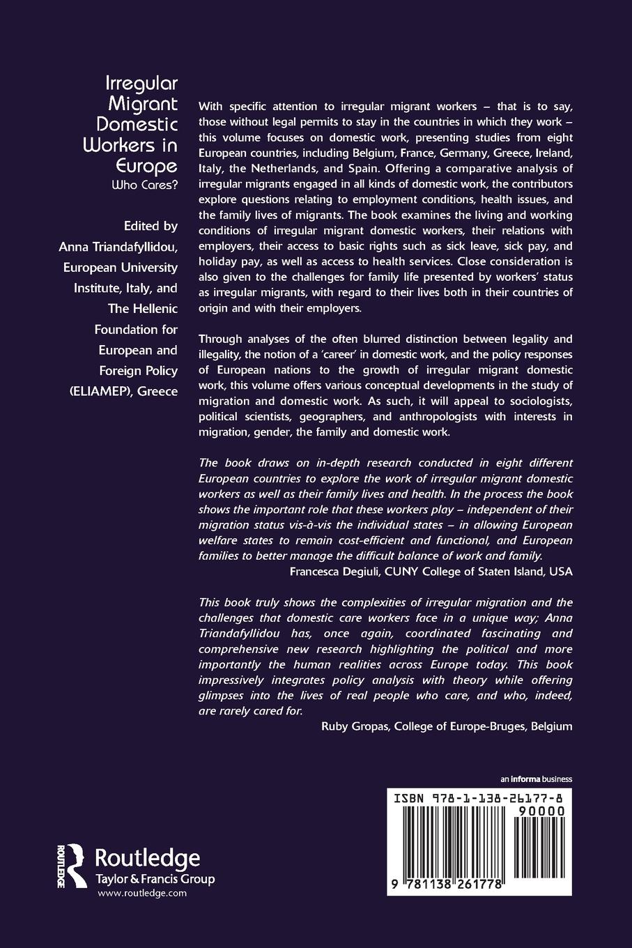 Rückseitencover Irregular Migrant Domestic Workers in Europe