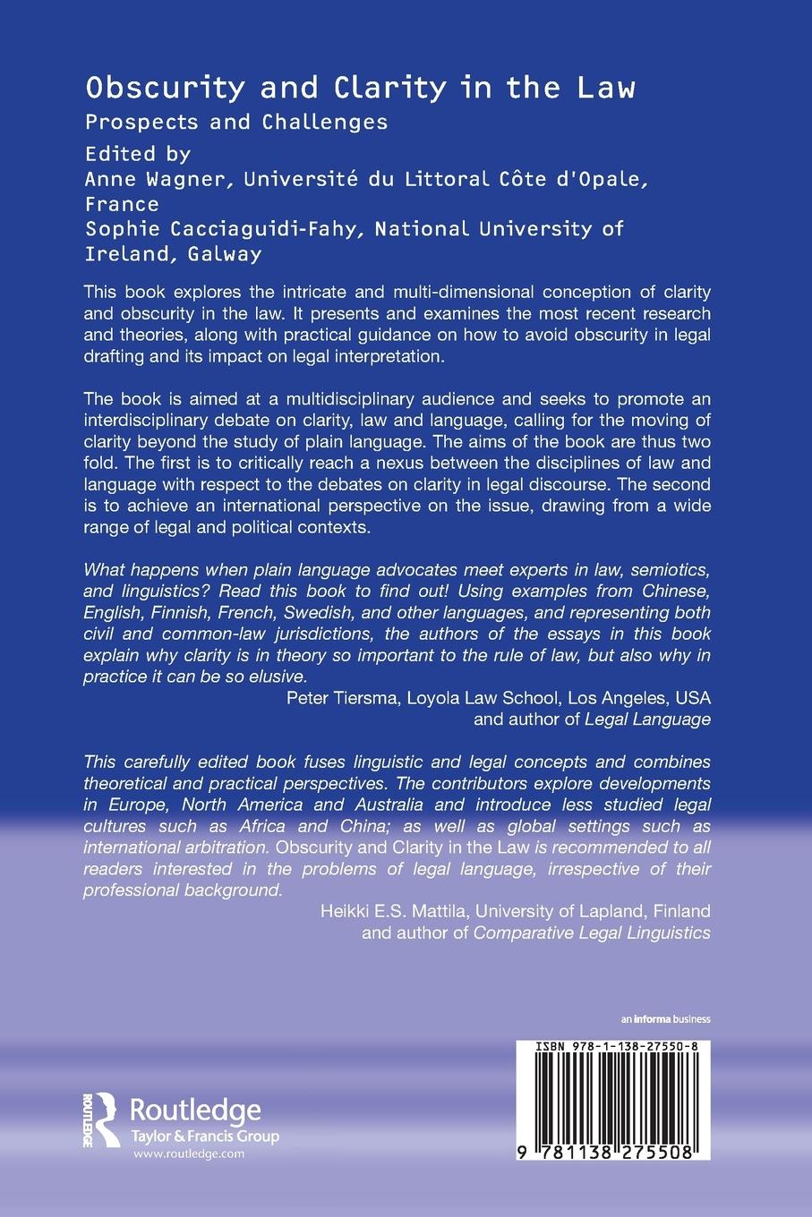 Rückseitencover Obscurity and Clarity in the Law