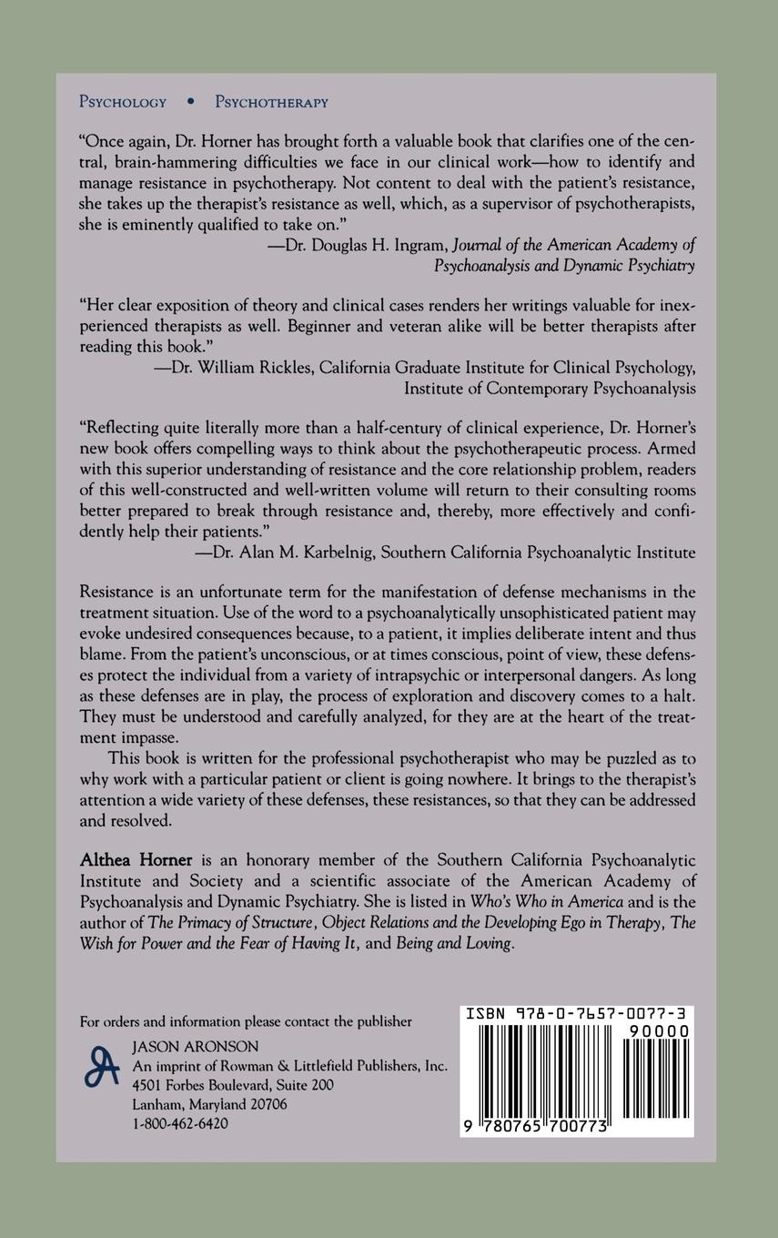 Rückseitencover Dealing with Resistance in Psychotherapy