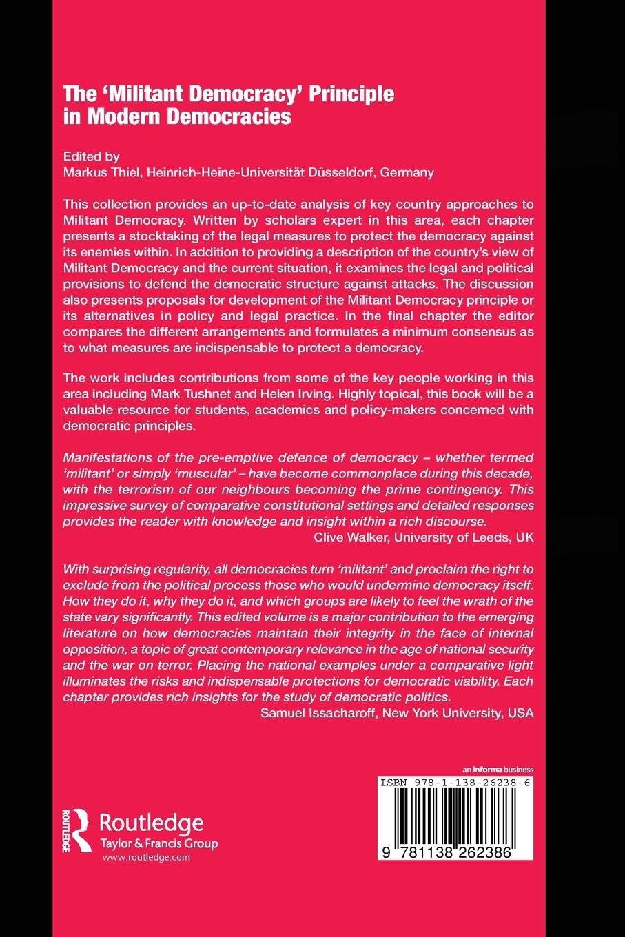 Rückseitencover The 'Militant Democracy' Principle in Modern Democracies