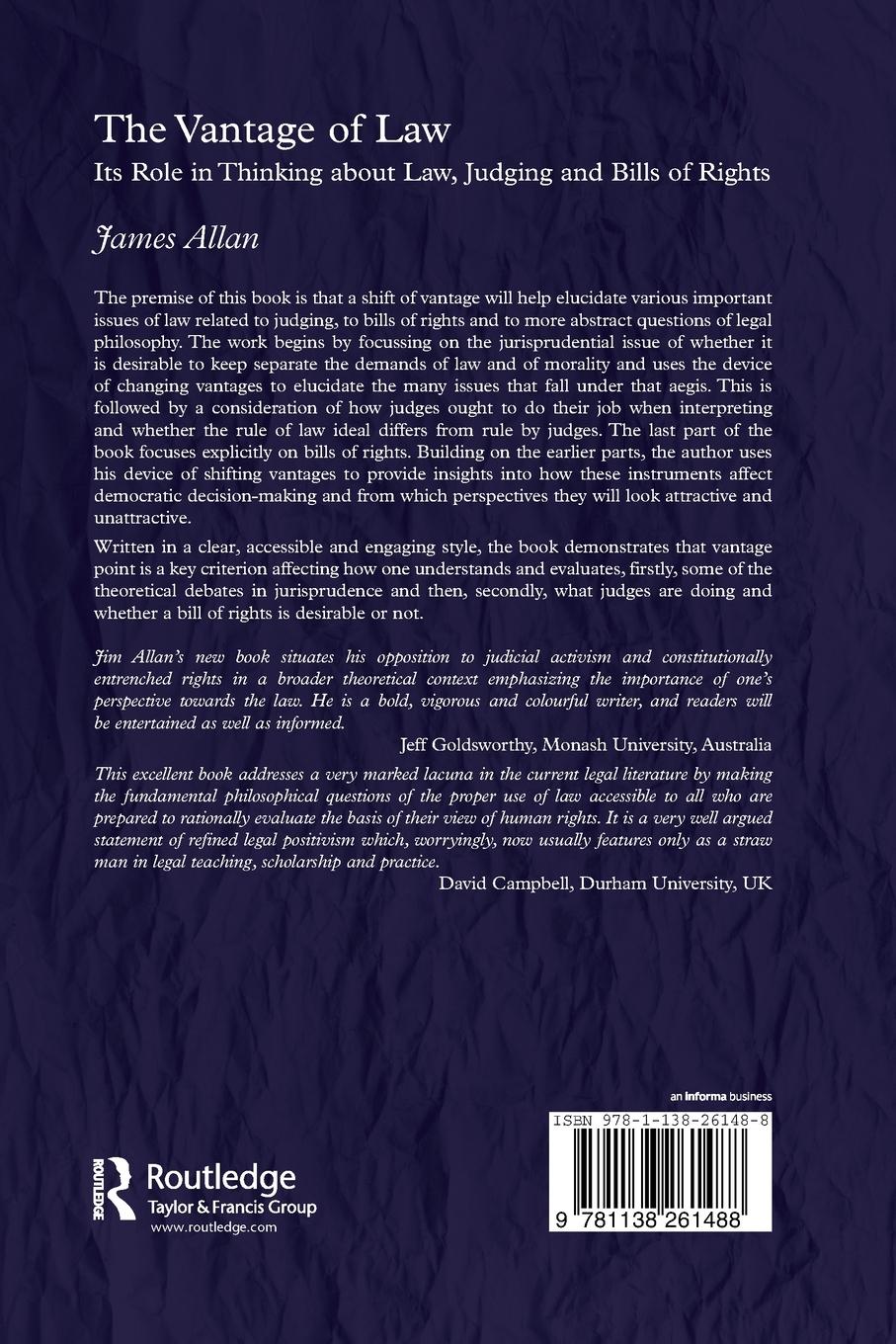 Rückseitencover The Vantage of Law