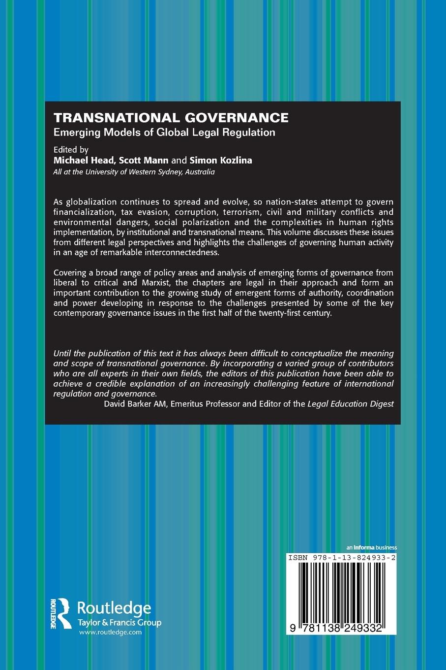 Rückseitencover Transnational Governance