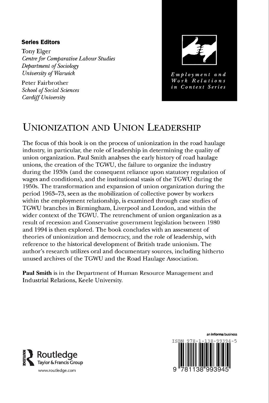 Rückseitencover Unionization and Union Leadership