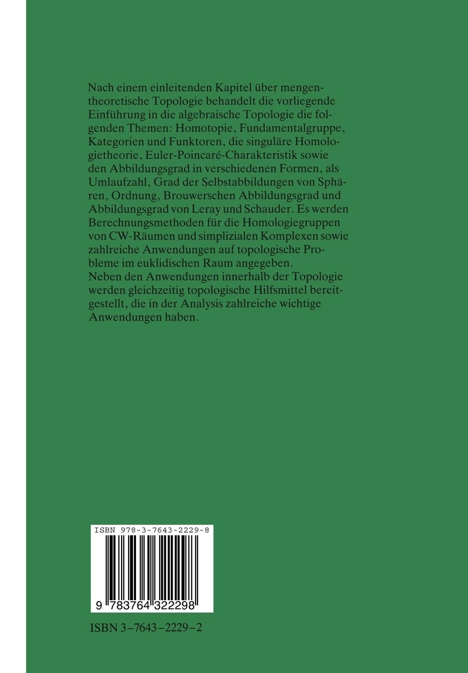 Rückseitencover Algebraische Topologie