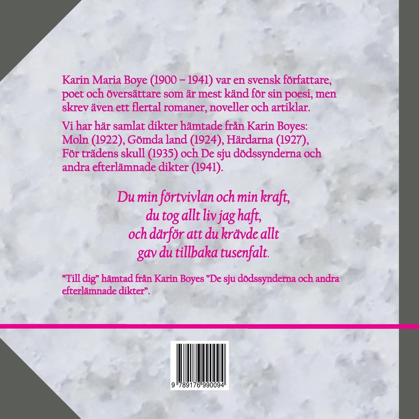 Rückseitencover Karin Boye - Dikter