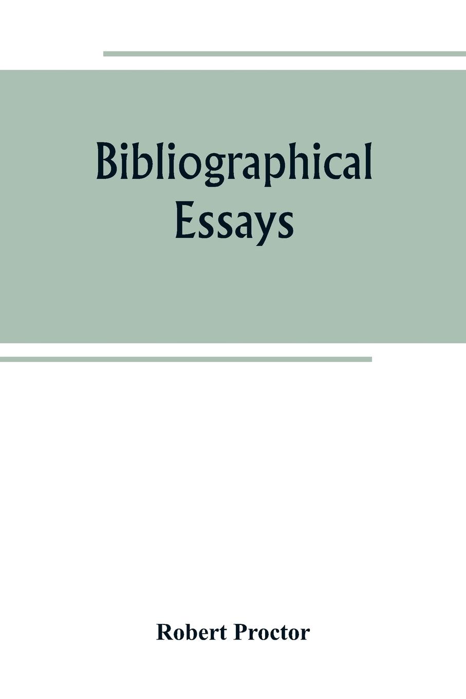 Vorderes Coverbild Bibliographical essays