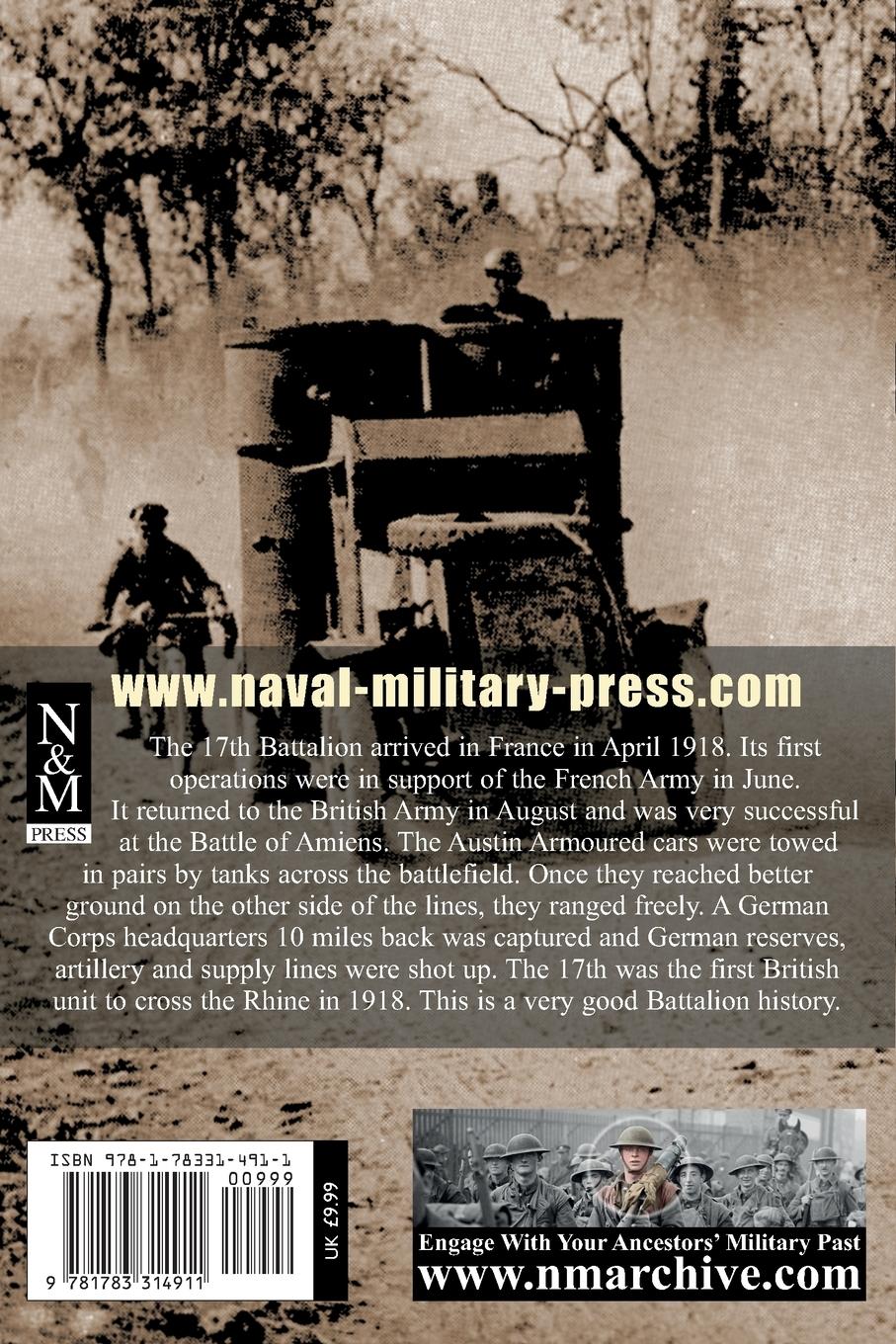 Rückseitencover HISTORY OF THE 17th (ARMOURED CAR) TANK BATTALION DURING BATTLE OF 1918