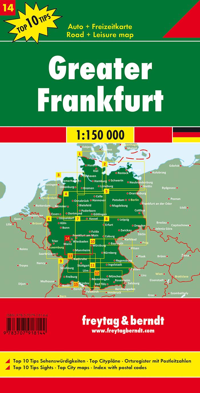 Rückseitencover Rund um Frankfurt, Autokarte 1:150.000, Top 10 Tips, Blatt 14