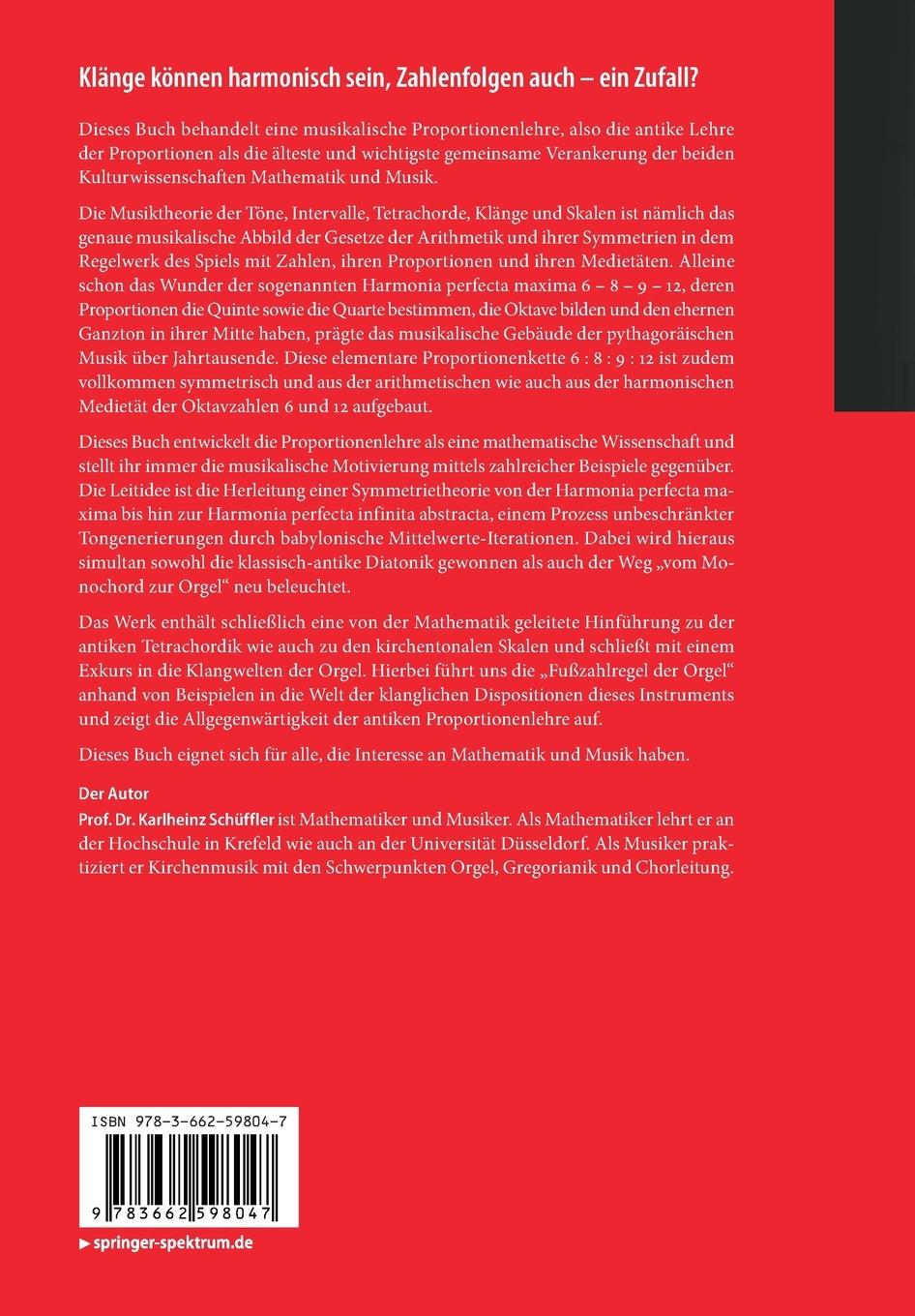 Rückseitencover Proportionen und ihre Musik