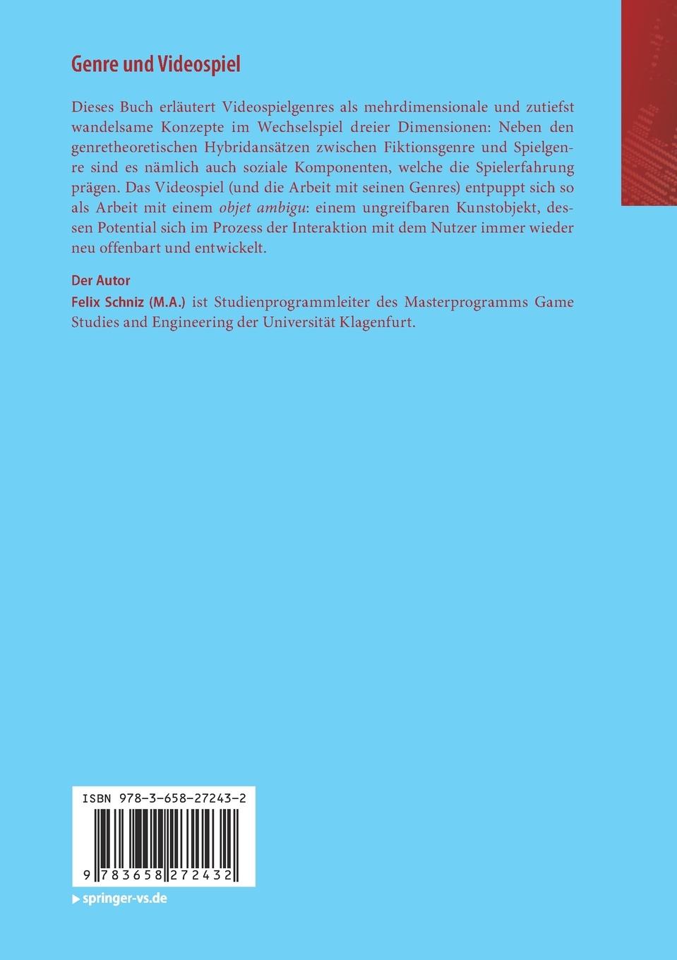 Rückseitencover Genre und Videospiel