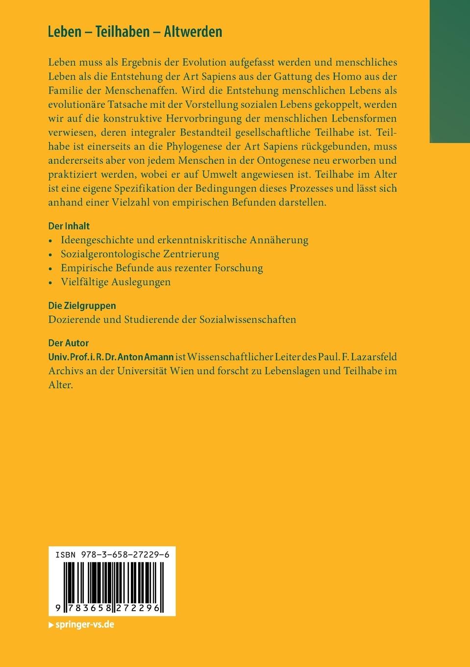 Rückseitencover Leben - Teilhaben - Altwerden