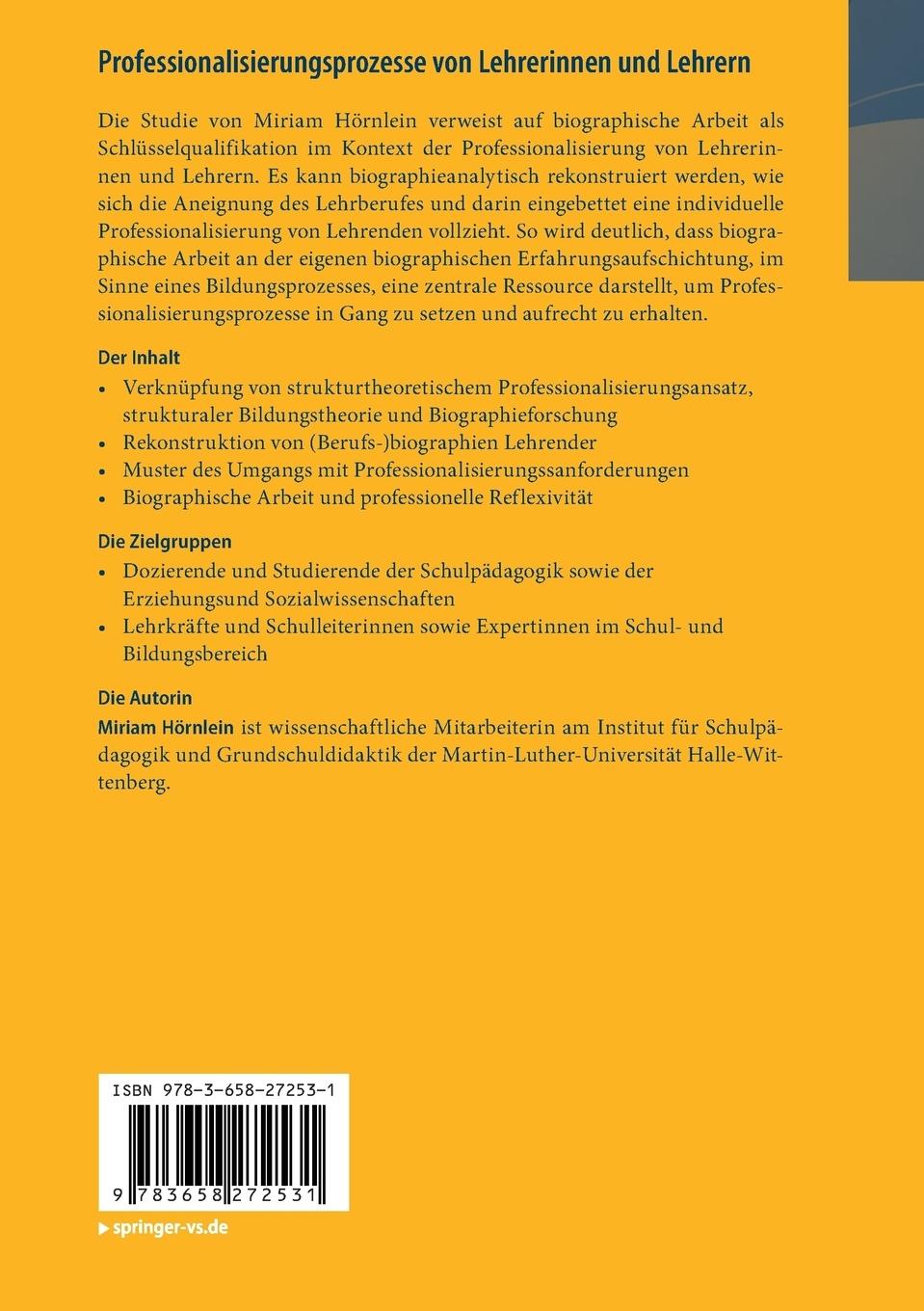 Rückseitencover Professionalisierungsprozesse von Lehrerinnen und Lehrern