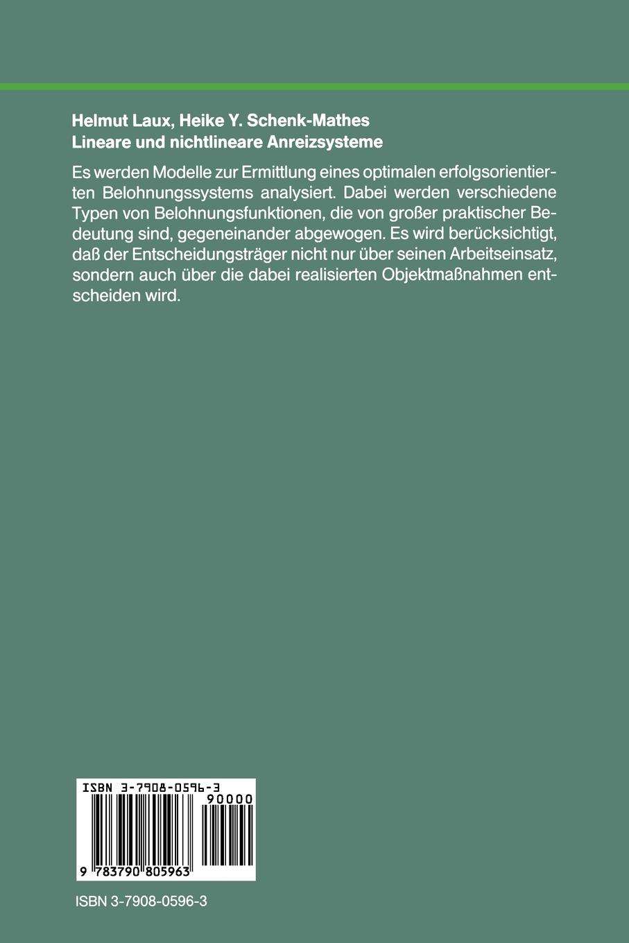Rückseitencover Lineare und nichtlineare Anreizsysteme