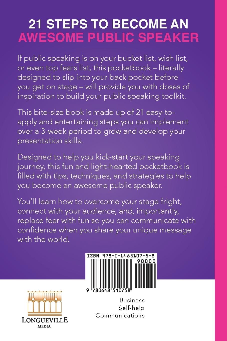 Rückseitencover 21 Steps To Become An Awesome Public Speaker