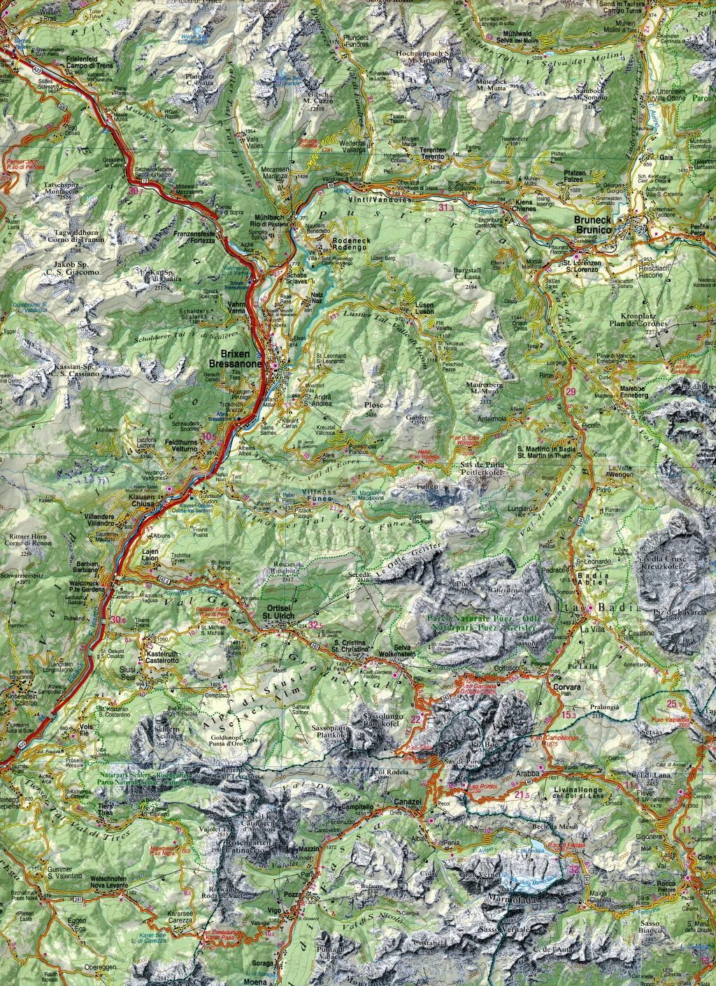 Beispielinhalt (Bild) Dolomiti / Dolomiten Road Panoramic Map 1 : 200 000