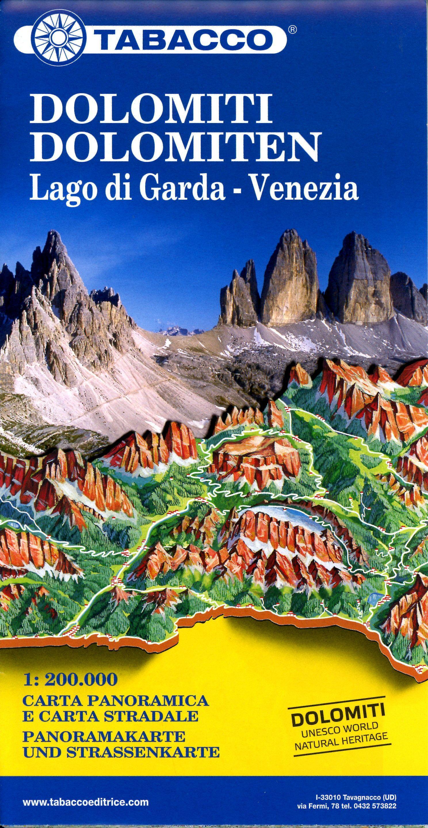 Vorderes Coverbild Dolomiti / Dolomiten Road Panoramic Map 1 : 200 000