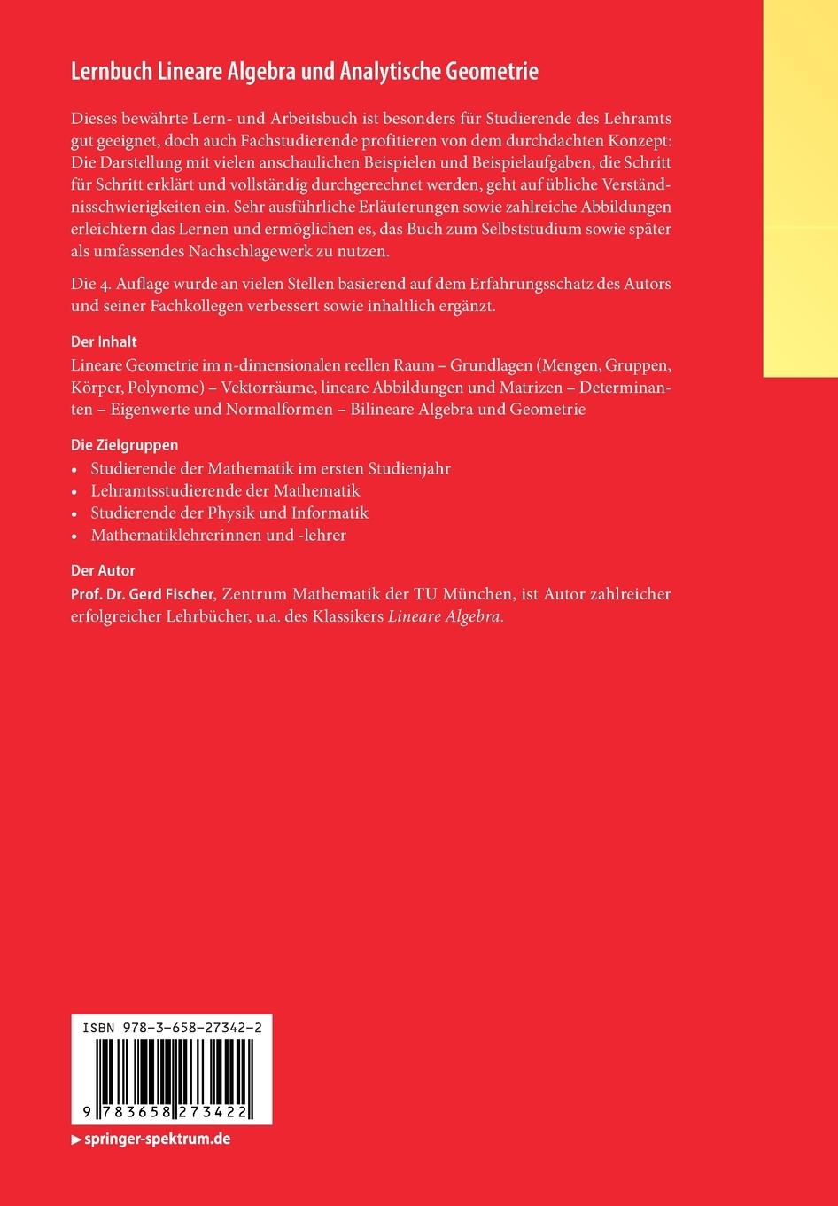 Rückseitencover Lernbuch Lineare Algebra und Analytische Geometrie