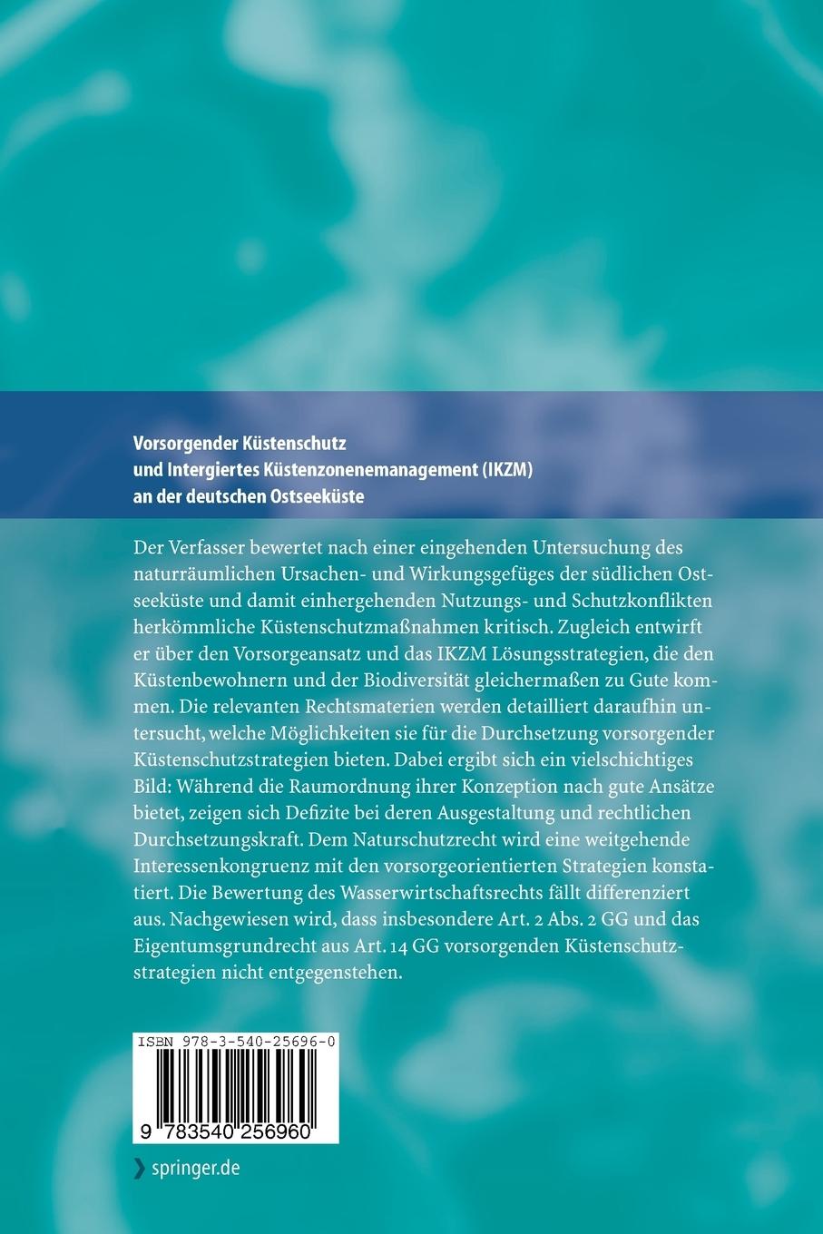 Rückseitencover Vorsorgender Küstenschutz und Integriertes Küstenzonenmanagement (IKZM) an der deutschen Ostseeküste