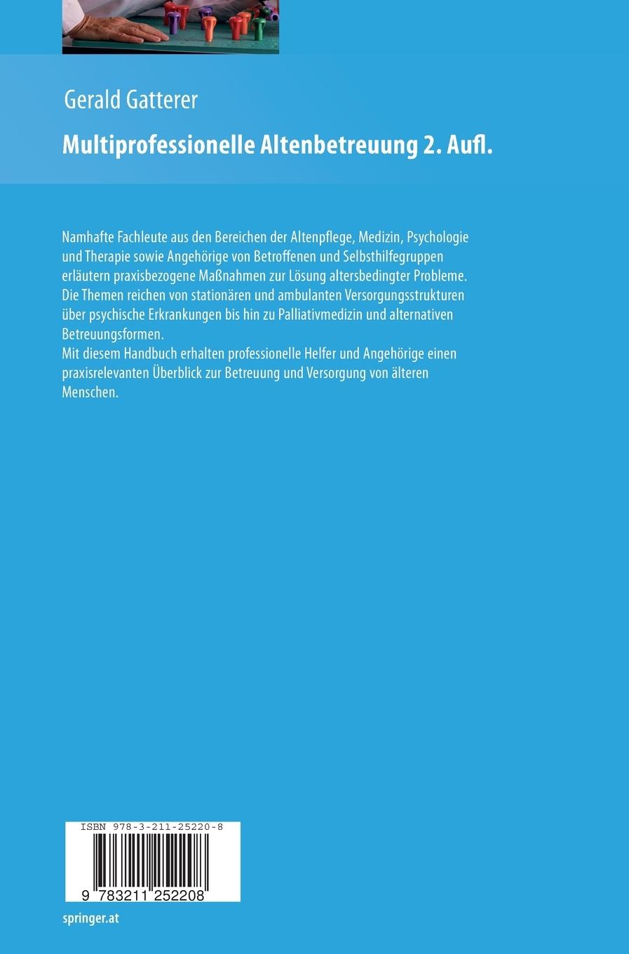 Rückseitencover Multiprofessionelle Altenbetreuung