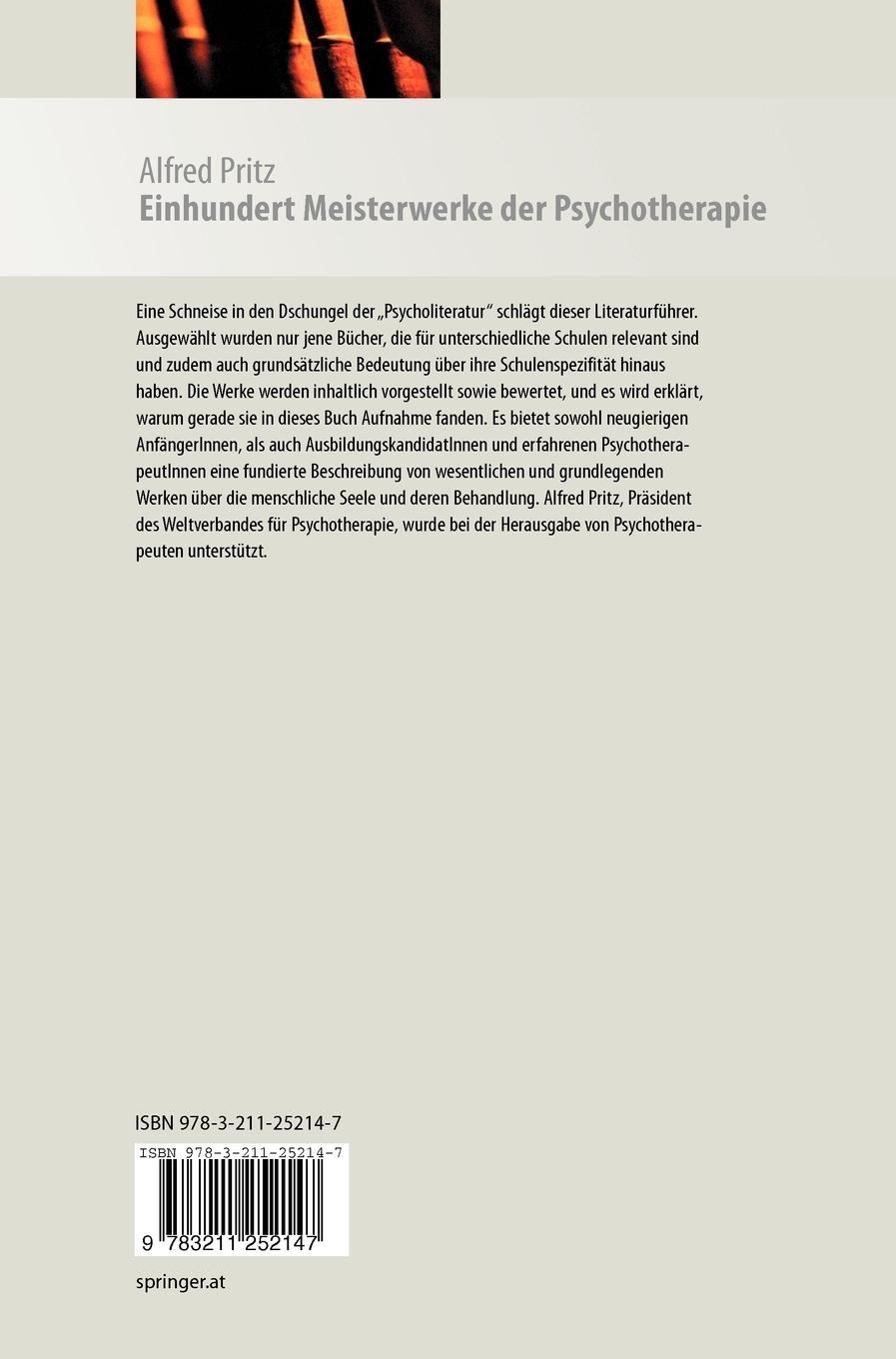 Rückseitencover Einhundert Meisterwerke der Psychotherapie