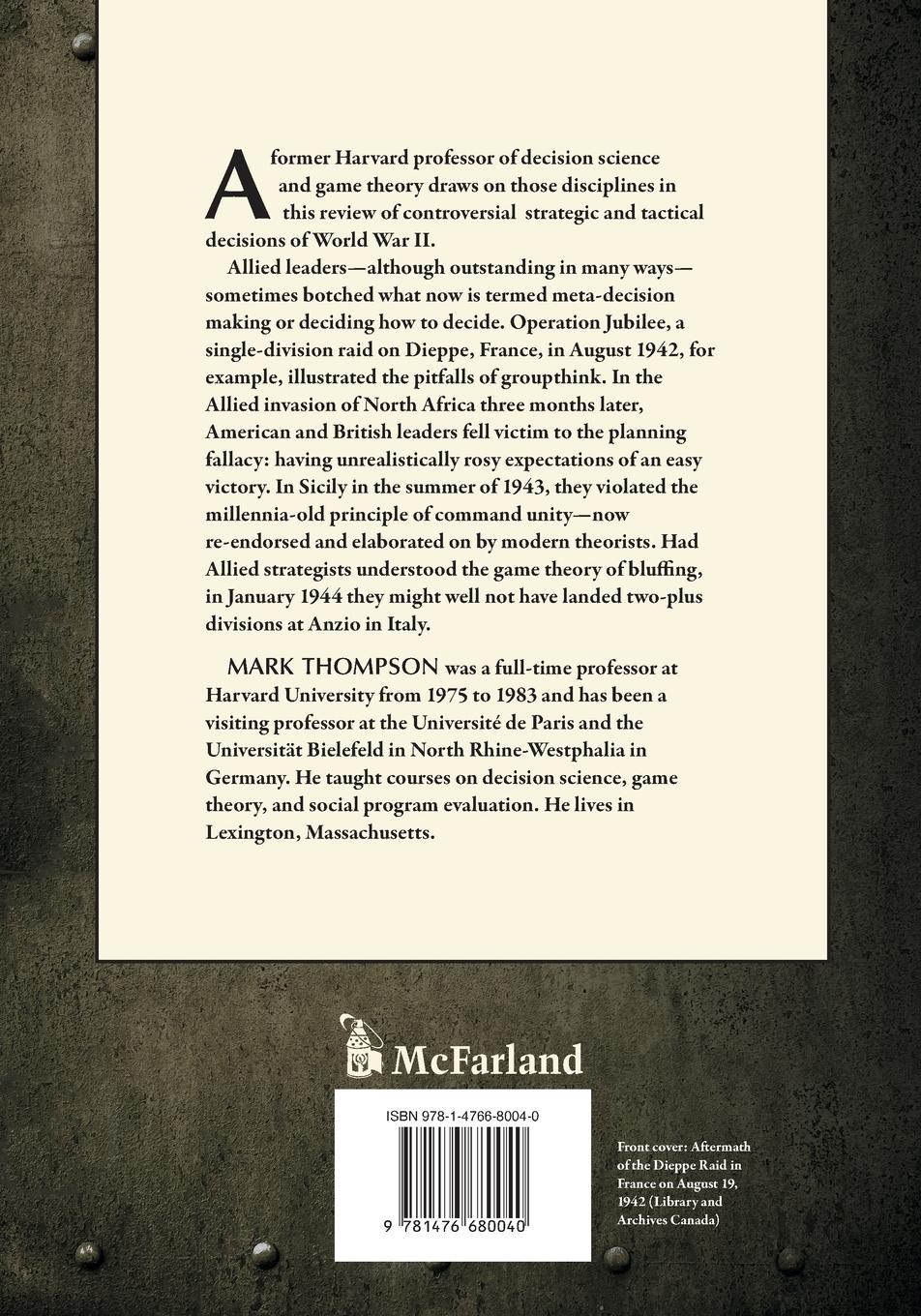 Rückseitencover Disputed Decisions of World War II