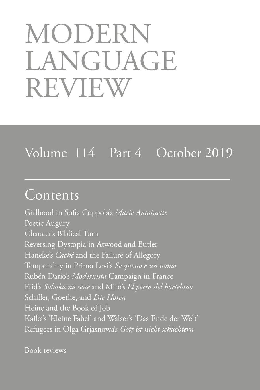 Vorderes Coverbild Modern Language Review (114